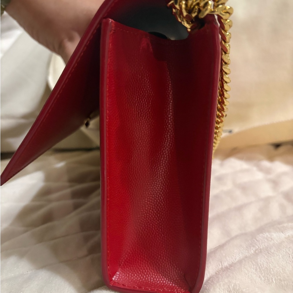 Yves Saint Laurent Red Clutch with Gold Chain - Picture 7 of 12